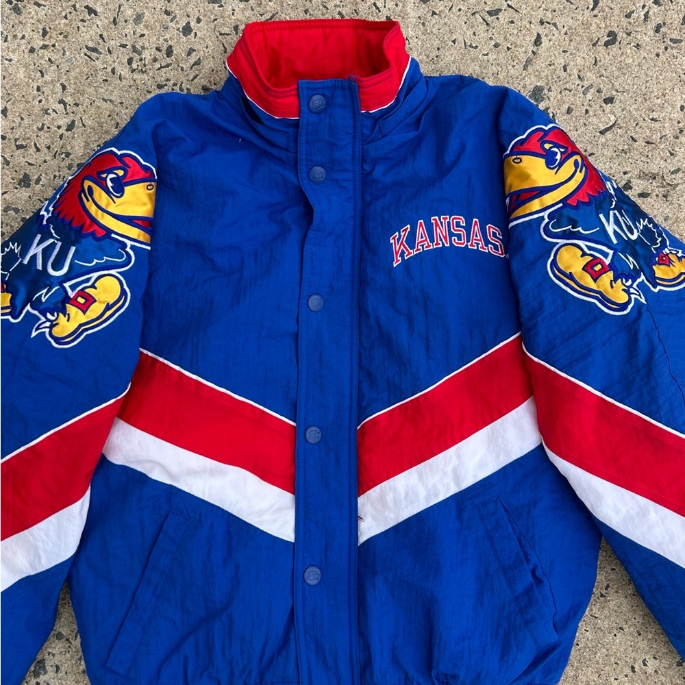 Vintage 90’s Starter Kansas Puffer Jacket Size Small - Picture 2 of 11